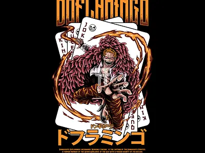 Donquixote Doflamingo - Joker anime doflamingo fanart fantasy illustration japanese joker manga one piece tshirt design