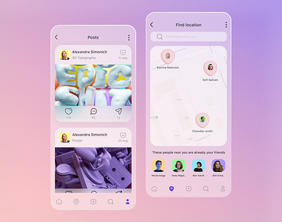 Social media app 3d 3d illustrations app app design blur blur background branding concept design illustration logo mobile app mobile app design mobile ui social media ui ui design ux uxui