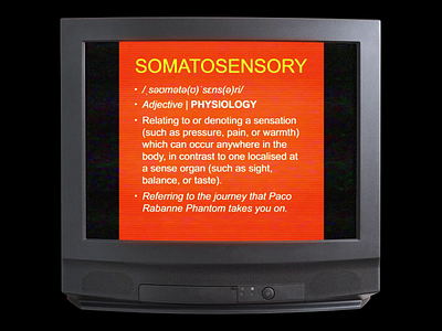 SOMATOSENSORY for Paco Rabanne cathode design future graphic illustration minimal mock up paco rabanne red tape tv type typography vcr vintage