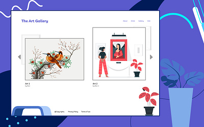 Art Gallery Landing page - Single page Layout design illustration landing landing page ui ux web website