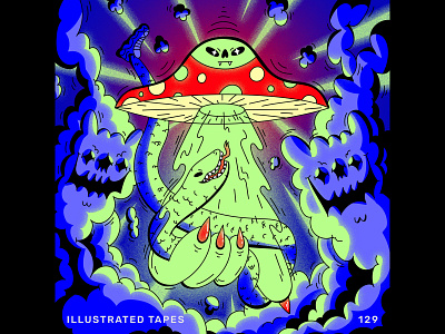 I WANT TO BELIEVE abduction album art aliens cover art digital illustration mixtape mushroom music occult playlist psychedelic shrooms smoke snake sneakers spotify trippy ufo vector