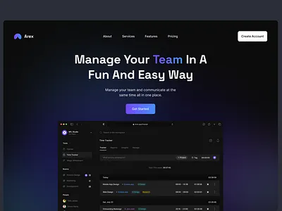 Dashboard Landing Page call to action darkmode landing dashboard dashboard design dashboard landing page design landing landing page presentation product design project management ui uidesign uidesigner uiux web web app web design website website design