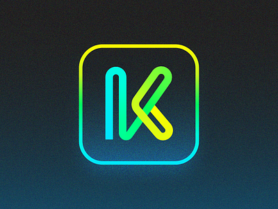 Letter K / KV Monogram (Unused for Sale) app ios android black and white brand identity branding color colors colorful design dark neo noir for sale unused buy future futuristic gradient logo mark symbol icon marketing media neon glow cyber punk phone apple store shape solid