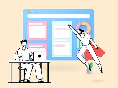 Work Together 3d blender broswer character coding data design graphic illustration office teamwork ui vector work working