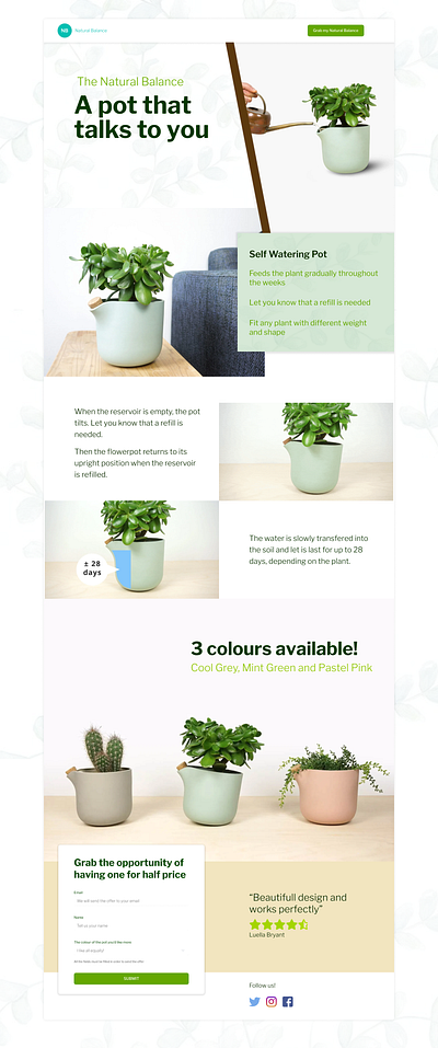 Landing Page | Daily UI Challenge 003 003 challenge daily ui design landing page nature plant smart pot ui