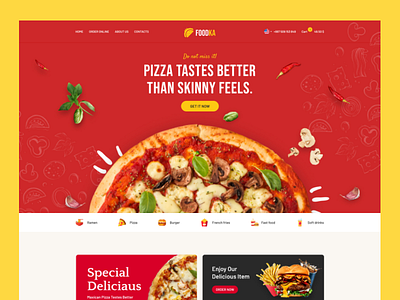 Foodka - Restaurant Food Ordering & Delivery ecommerce landing page ui design ui ux webdesign