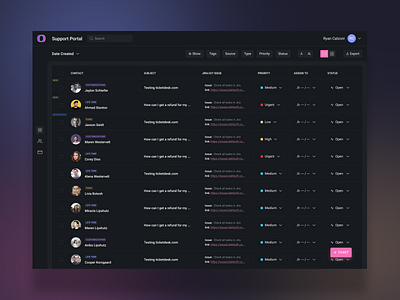 ui/ux design for support portal dark dashboard help system ui uikit ux