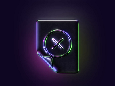 3D icon: error notification 3d icon 3d icon set arnold render c4d cinema 4d close dark glow dark theme error message glowing maxon notification reflective render ui icons