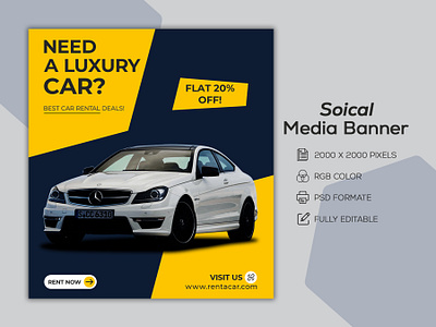 Car Rental Social Media Banner ad banners brand design branding car ad banner car rental ads design facebook ads flyer instagram instagram banner instagram post instagram stories instagram template minimal social media ads social media design social media post web banner