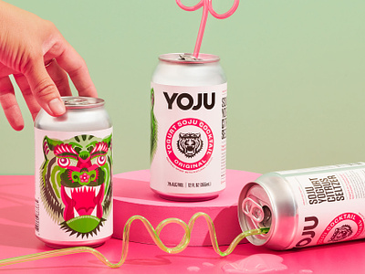 Yoju – Yogurt Soju Cocktail alcohol beverage branding can citrus cocktail drink logo packaging design seltzer typography vector yogurt