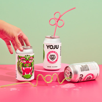 Yoju – Yogurt Soju Cocktail alcohol beverage branding can citrus cocktail drink logo packaging design seltzer typography vector yogurt