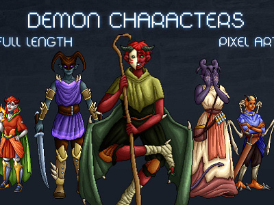 Free Demon Characters 2d art asset assets character demon demons devil fantasy game game assets gamedev illustration indie indie game mmorpg novel npc rpg set