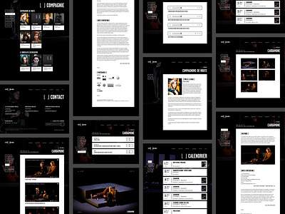 🎭️ Les Veilleurs black and white blocks cards clean dark design figma theatre theatrical troupe ui webdesign