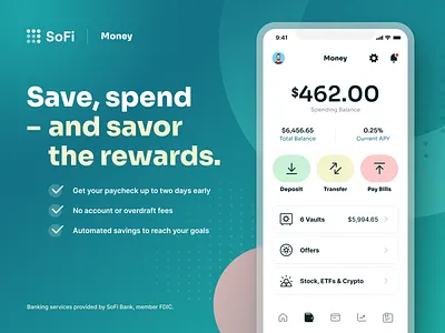 SoFi Money Product Design app design bank banking branding finance finance app fintech icons ios ios app iphone iphone app money nucleo product design sora font ui ui design uiux ux