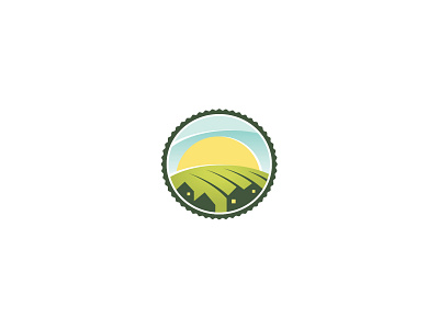 RURAL DEVELOPMENT PROGRAM agriculture filed graphic design house houses illustration land landscape logo rural sun sunrise village vintage