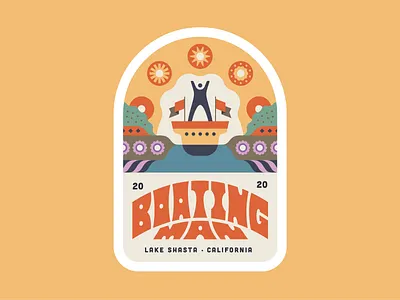 Boating Man 2020 boat boating man burning man illustration lake shasta logo sticker vector