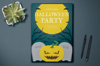 Halloween Party Flyer catalog clean design flyer flyer template ghost graphic design halloween halloween flyer halloween horror horror illustration indesign magazine poster print printable pumpkin scary template