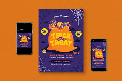 Halloween Flyer Set catalog clean design flyer flyer set ghost graphic design halloween halloween flyer halloween poster horror illustration indesign magazine nightmarre poster print printable scary template