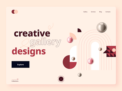 Art gallery landing page design art clean creative design digital gallery hero header illustration interface landing page design minimal product design ui ui deisgn uiux ux ux design web website