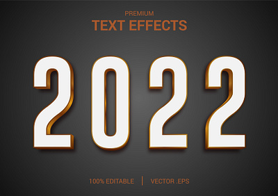 2022 Text Effect 2022 clean creative happy new year letter text effect typography vector