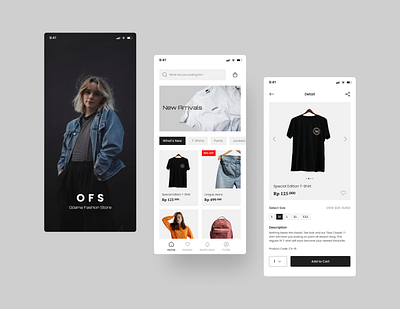 OFS Fashion E-commerce Mobile App app details e commerce fashion fashion store home mobile shopping spash screen ui