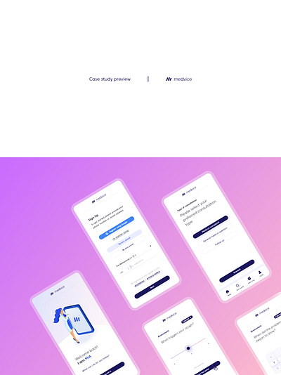 Case study preview - Medvice case study dashboard illustration interaction design medical app medical dashboard medical ui minimal product design ui ux design ux ui design