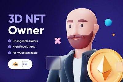 3D NFT Owner Icon 3d 3d animation 3d illustration app art blockchain concept crypto design ethereum icon icon design icons icons design illustration illustrations nft nft file page ui