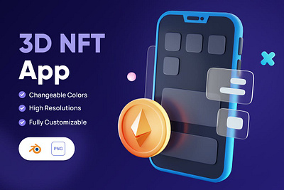 3D NFT App Icon 3d art 3d illustration app art blockchain concept crypto design ethereum icon icon design icons icons design illustration illustrations logo nft nft file page ui