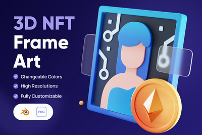 3D NFT Frame Art Icon 3d 3d animation 3d art 3d illustration app art blockchain concept crypto design ethereum icon icon design icons icons design illustration illustrations logo nft nft file