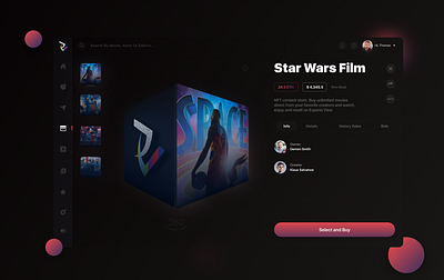 NFT Film - Marketplace buy movie dark concept dashboard film marketplace movie nft uiux