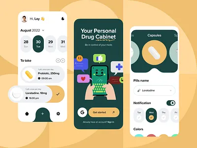 Pill Reminder App Concept concept doctor drug health app interface ios medical app medicine reminder mobile app pill reminder pills schedule ui ui design ux