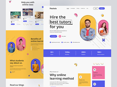 Learning Online (Education) - Landing Page. academy clean courses design e learning education website landing page learning learning online minimal online course online learning platform popular study tutoring ui design uiux web design website whitespace