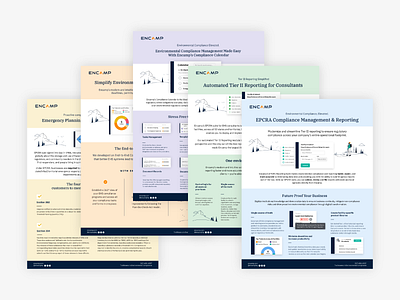 Encamp Sales Sheets 1 pager branded collateral design layout document illustration layout one pager printed sheet sales document sales sheet