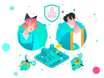 Feeling of protection character city covid cute design factory flat geometrical gradient icon illustration isometry minimal protect protection secure security street vector