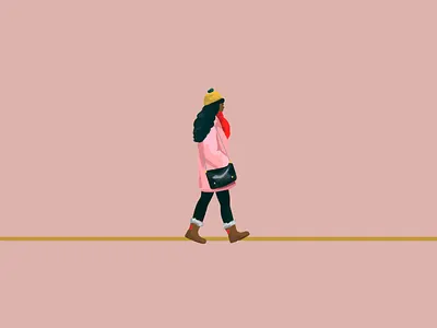 City folk in autumn illustration