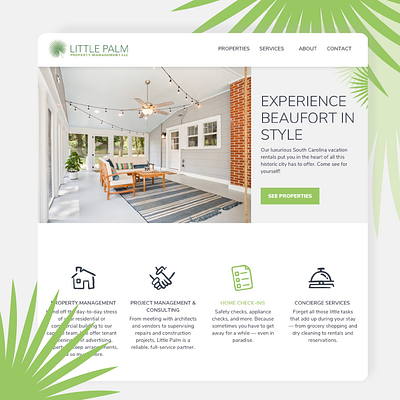 Little Palm Property Management desktop green hero housing leaf leaves little palm palm properties property management property rental rentals site tropical ui ux web website