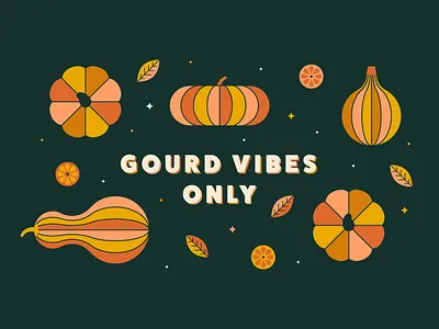 Pardon Our Pun(kin) autumn fall gourd groovy illustration pumpkin rhyme and reason design squash