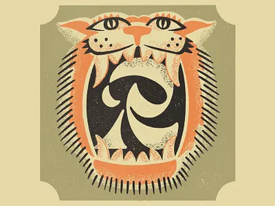 R is for Roar alphabet badge illustration letter lettering matchbox r roar tiger