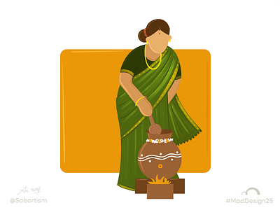 Day 3 - Festival art design illustration illustrator maddesign25 minimalism sabartism saree tamildesign vector