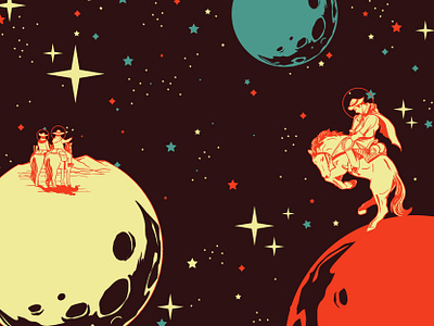 Space Cowboy astronaut branding cowboy design flat horse illustration logo nasa outer space space space travel vector west wild west