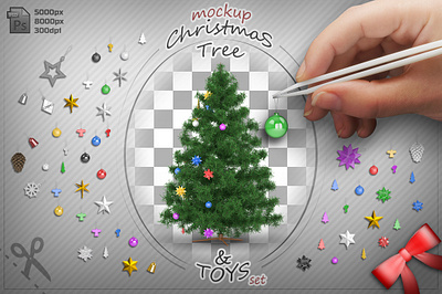 Christmas Tree and Toys mock-up set 2d art cartoon christmas design illustration logo mock up toys tree ui xmas