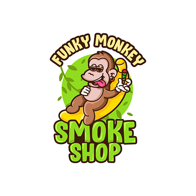 Monkey Logo banana banana logo character design design graphic design green illustration jungle jungle logo logo logo design monkey monkey design monkey logo smoke smoke design smoke logo vector yellow