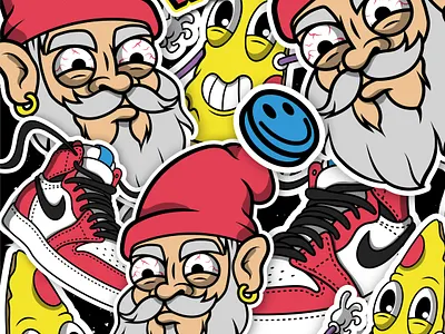 Savage World cartoon design desobidence gnomes graffiti illustration jordan pizza sticker art stickers street art vector