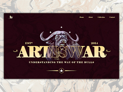 Artiswar Landing Page art art brush art collection art gallery branding collection confidence cow design designer portfolio graphic design illustration logo painted painted cow ranch texas ui western yeehaw