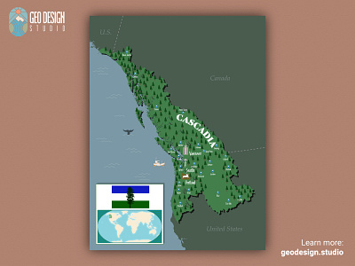 Cascadia cascadia design illustration illustrator map art map design maps