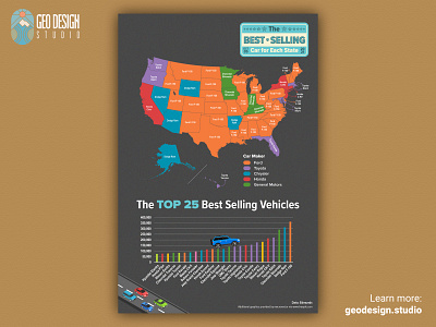 The best selling car for each state car culture cars design f 150 ford illustration illustrator map art map design maps maps of the usa vehicles