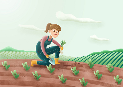 Life 2d 3d artwork character colorful design farmer garden girl illustration lanscape life vegetables