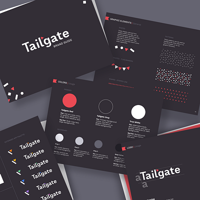 Tailgate Brand Guide athletics brand brand guide brand guidlines branding confetti energetic flag football fun logo sport sports sporty tailgate tailgates tailgating
