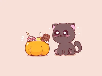 Black Cat adorable animal black cat branding design cartoon cat character characterdesign design funny illustration kawaii pet sweet vector