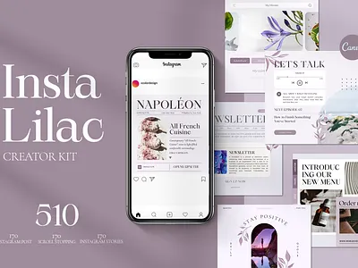 Insta Lilac Creator Kit instagram canva instagram enagagement template instagram engagement booster instagram lilac instagram template lilac theme